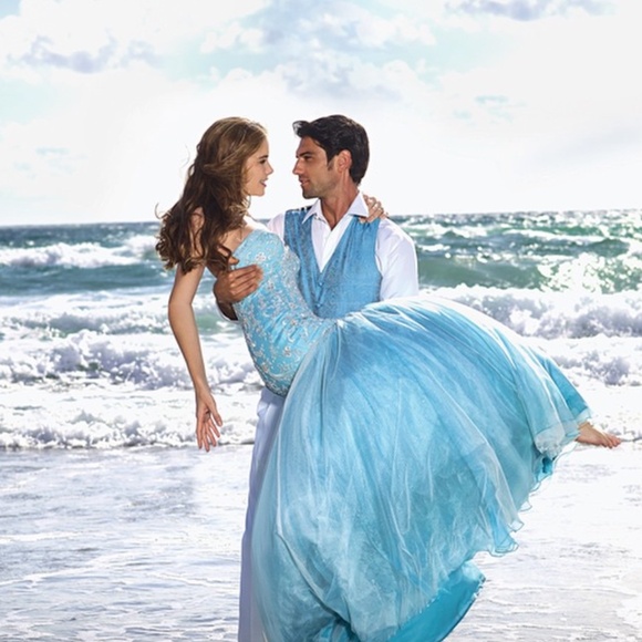 Alfred Angelo Bridal Disney Ariel Wedding Dress Style 249 Turquoise Size 10 NWT - Picture 2 of 16